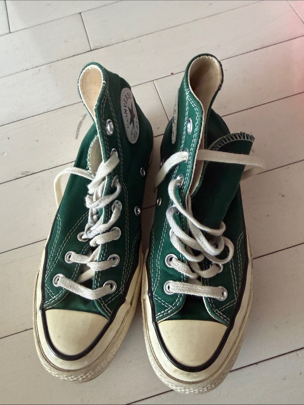 Converse High Top Sneakers in Green and White